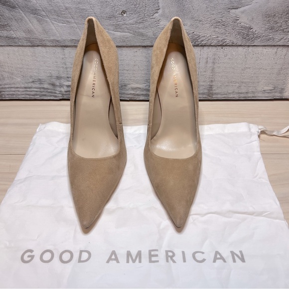 GOOD AMERICAN NWOB ICON POINTED TOE PUMP IN NUDE SUEDE - Picture 9 of 16